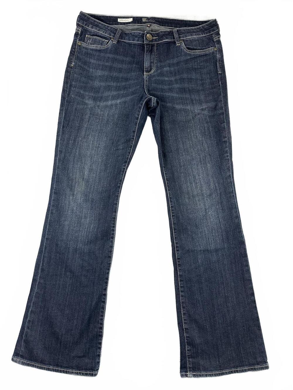 KUT from the Kloth Farrah Baby Bootcut Jeans Blue Denim Casual Retro - Picture 2 of 8